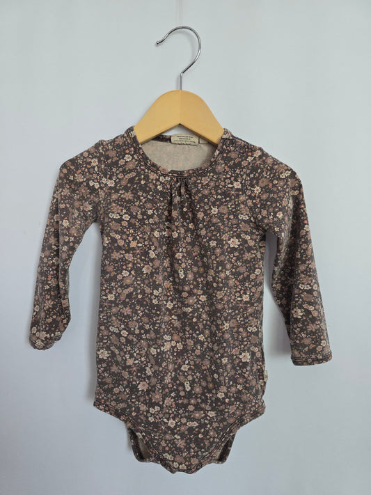 Wheat Deep Purple Floral Bodysuit • 9 months