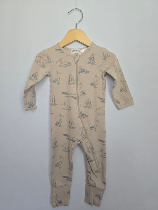 Wilson & Frenchie RIbbed Pelican Zip Romper • 6-12 months