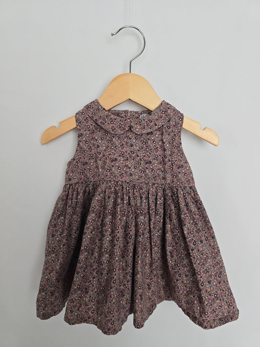 Wheat Plum Floral Fancy Cotton Dress • 6 months