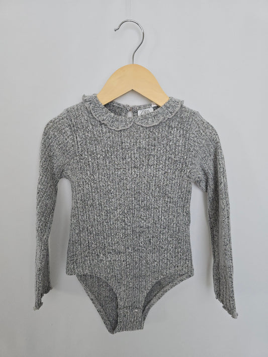 Zara Heathered Grey Soft Bodysuit • 3-4 years
