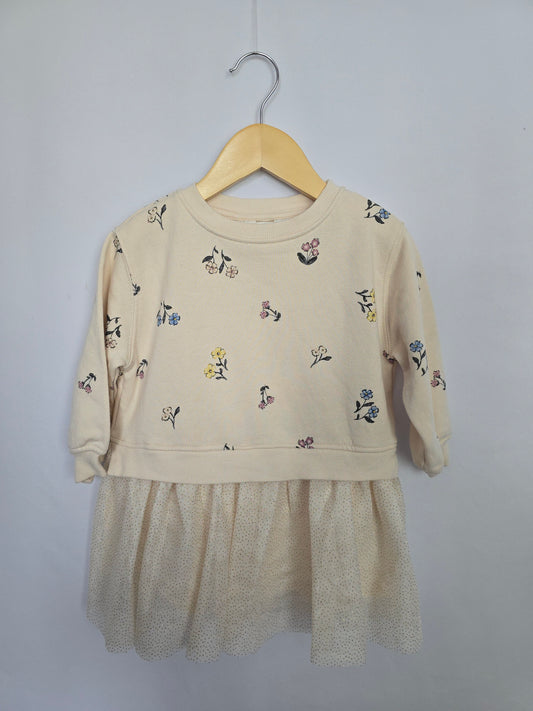 H&M Cream Floral Tulle Sweater Dress • 2 years