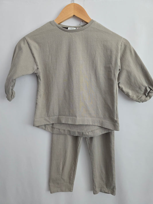 Zara Light Grey Cotton Lounge Set • 3-4 years