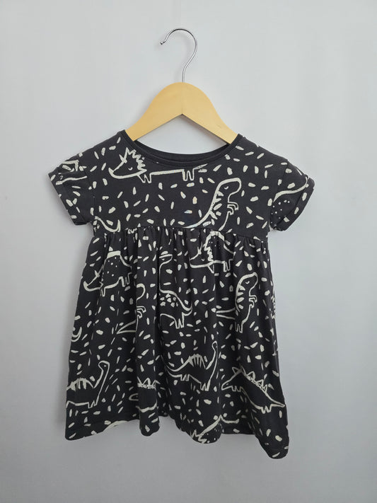 Next Grey Dino Babydoll Dress • 18-24 months