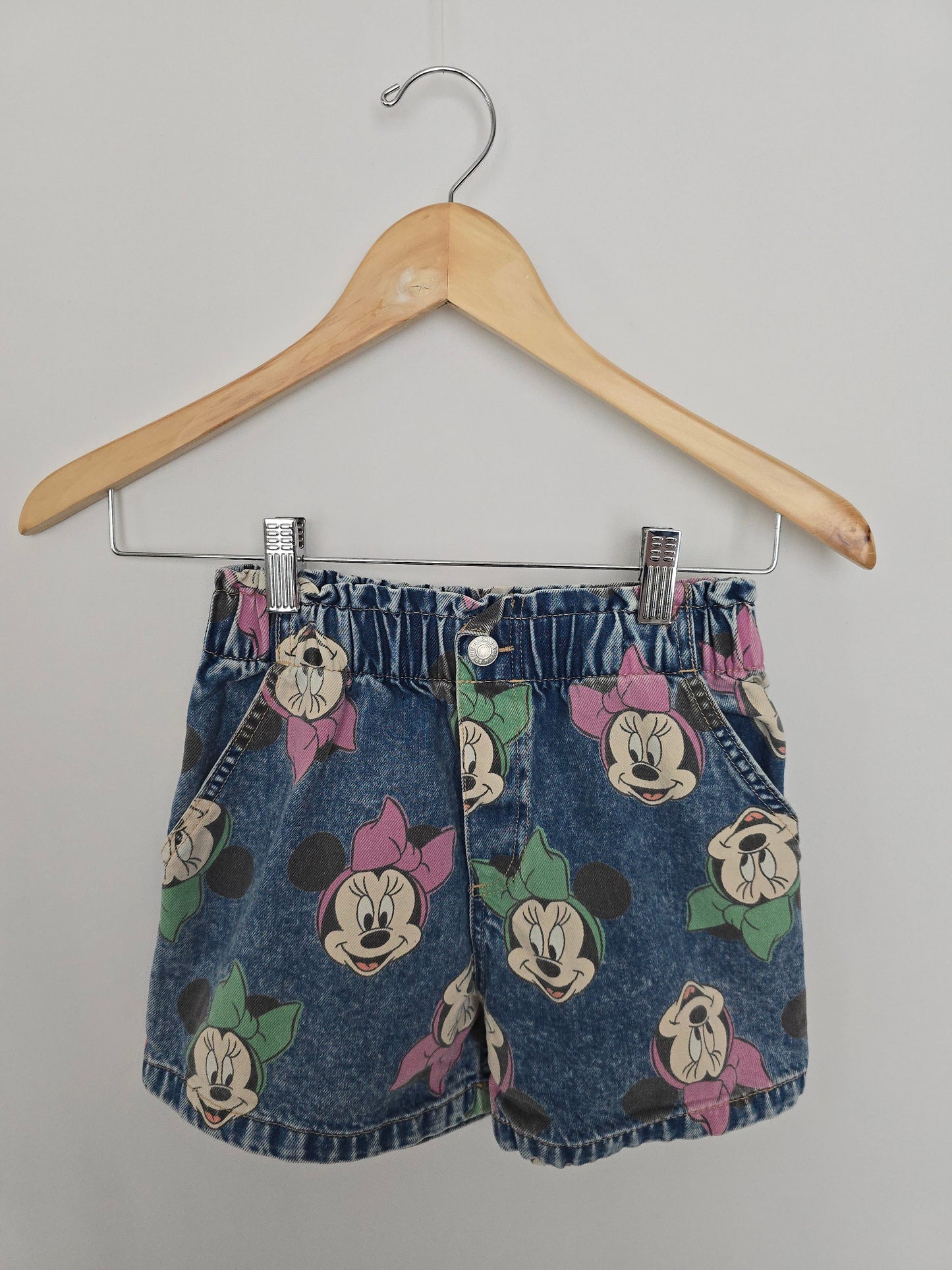 H&M Minnie Graphic Denim Shorts • 9-10 years
