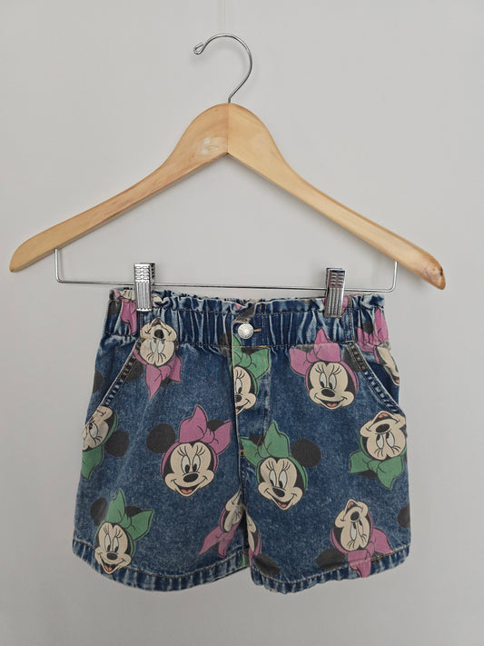 H&M Minnie Graphic Denim Shorts • 9-10 years