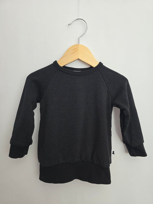 Little & Lively Black Terry Crewneck • 6-12 months