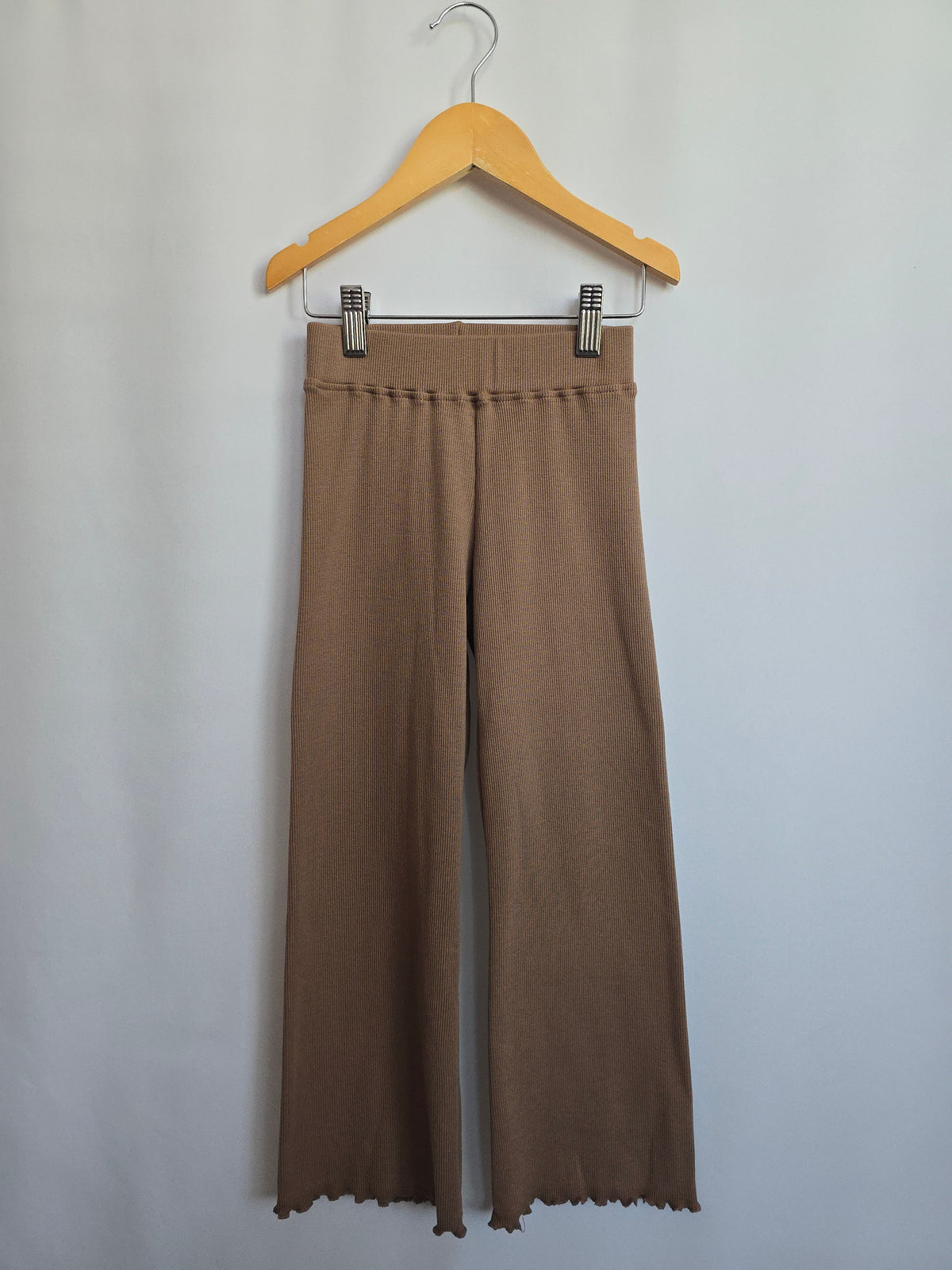 NEW Jax & Lennon Mocha Ribbed Lettuce Hem Pants • 5-6 years
