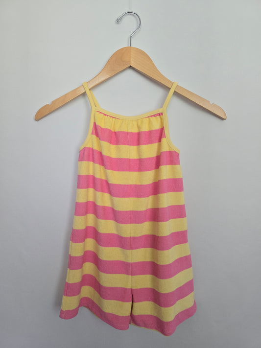 NEW Yellow & Pink Terry Shortie Romper • 6 years