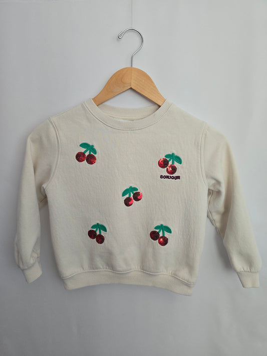 H&M Cherries Sequin Crewneck • 6-8 years