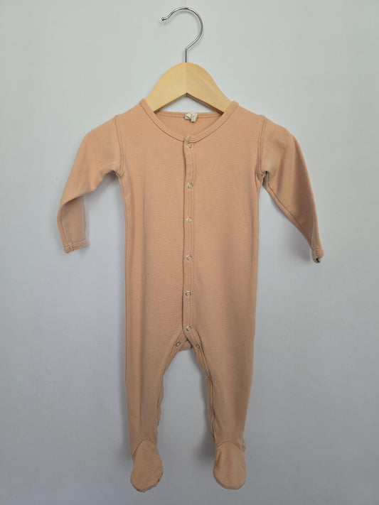 Quincy Mae Organic Cotton Peach Snap Footie •  6-12 months