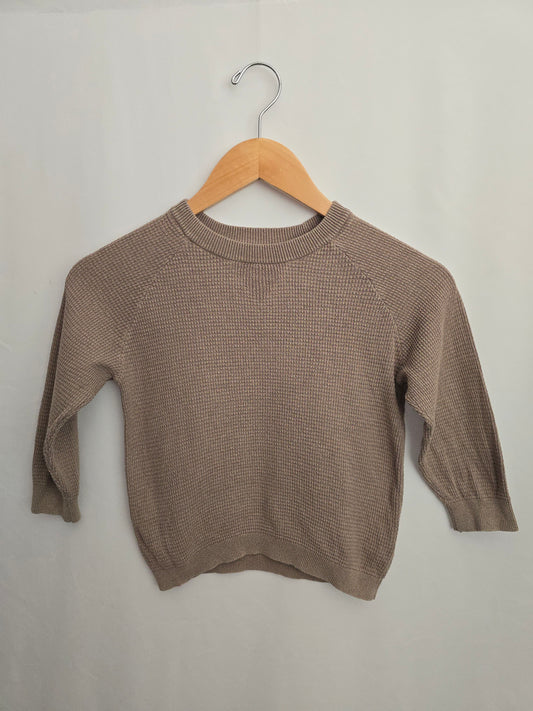 Greyson Mini Taupe Waffle Knit Sweater • 5 years