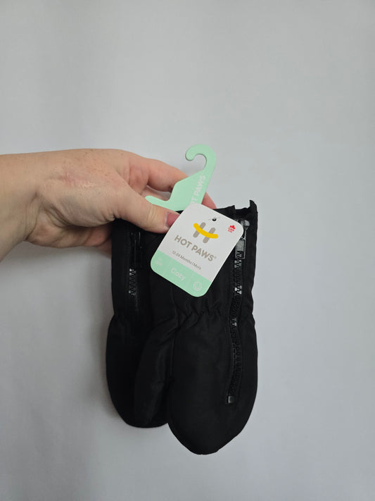 NEW Hot Paws Black Mittens • 12-24 months
