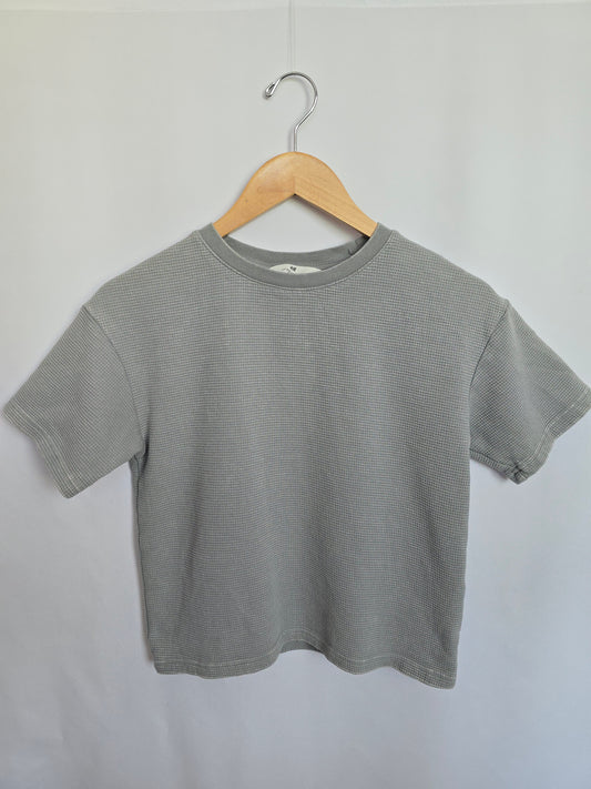 H&M Waffle Grey Blue Shirt • 8-10 years