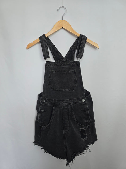 Cotton On Black Distressed Short Overalls • X-Small 2
