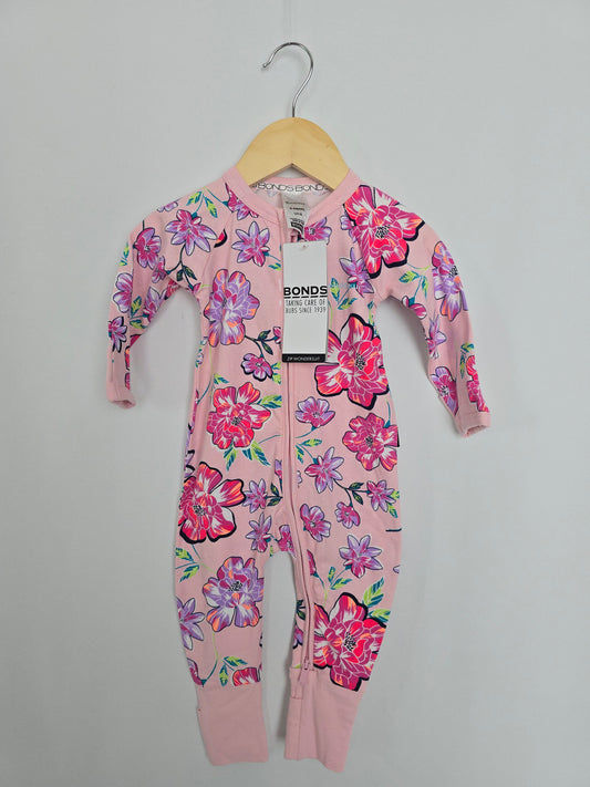 NEW Bonds Pink Floral Wondersuit • 3-6 months