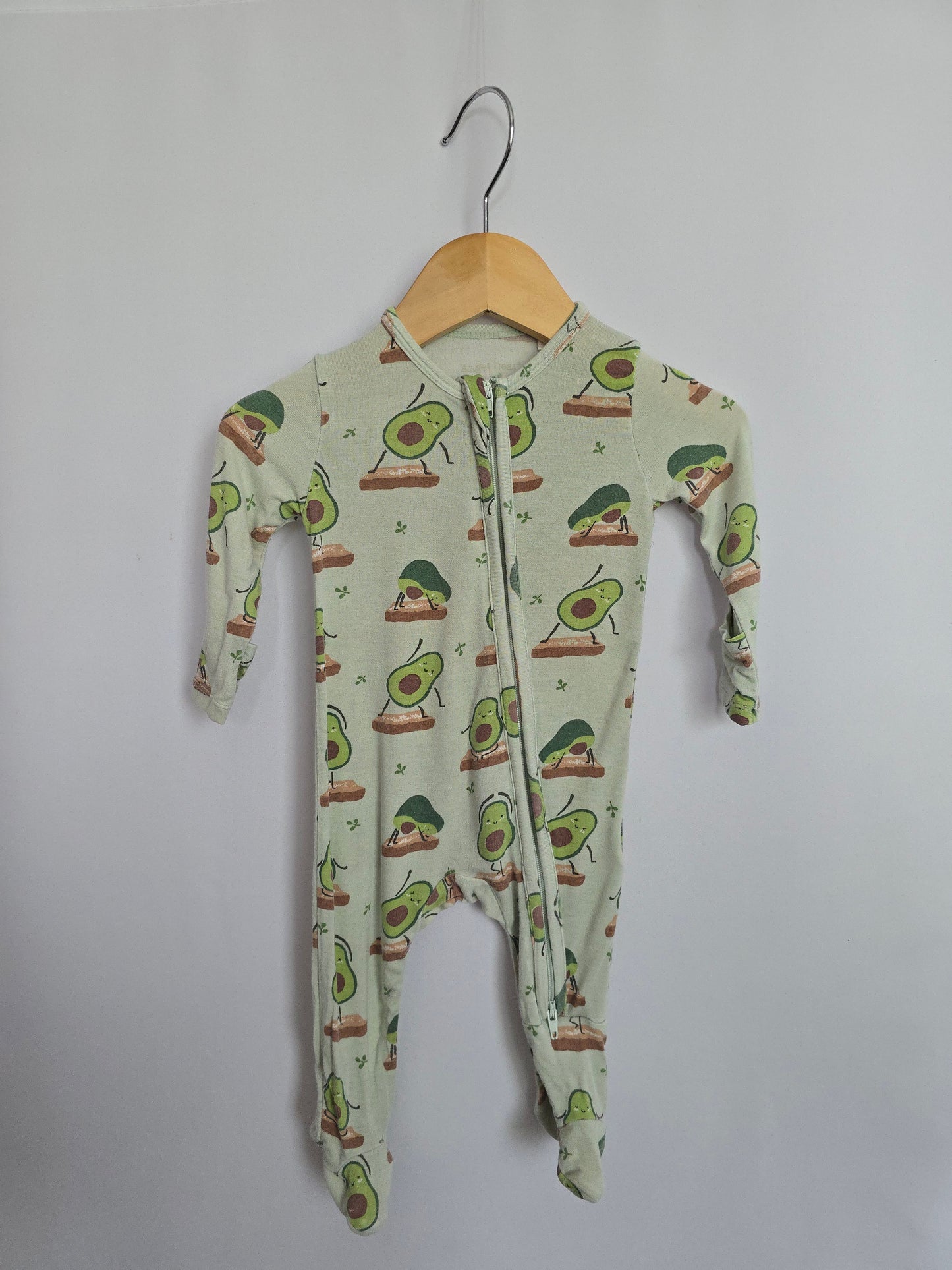 Angel Dear Avocado Yogi Zip Footie • 0-3 months