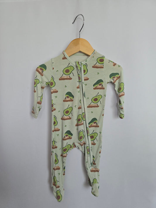 Angel Dear Avocado Yogi Zip Footie • 0-3 months