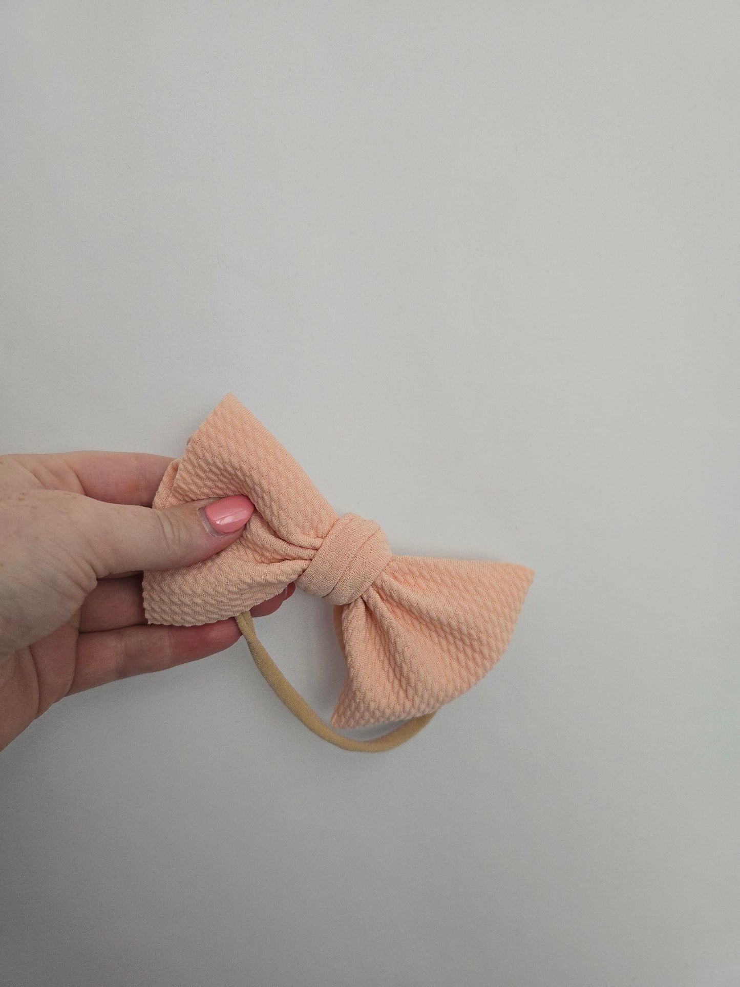 Light Peach Bow Headband 0-12 months