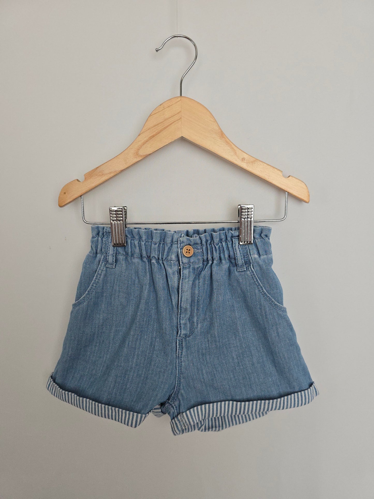 Zara Paperbag Waist Denim Shorts • 4-5 years