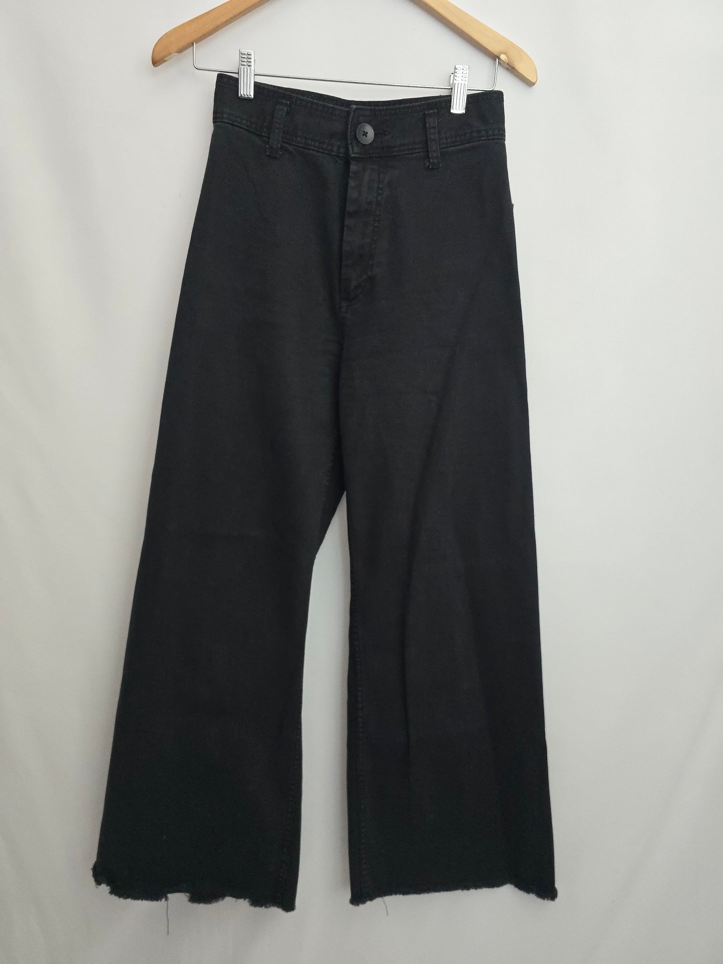 Zara Black Wide Leg Denim • Small 4
