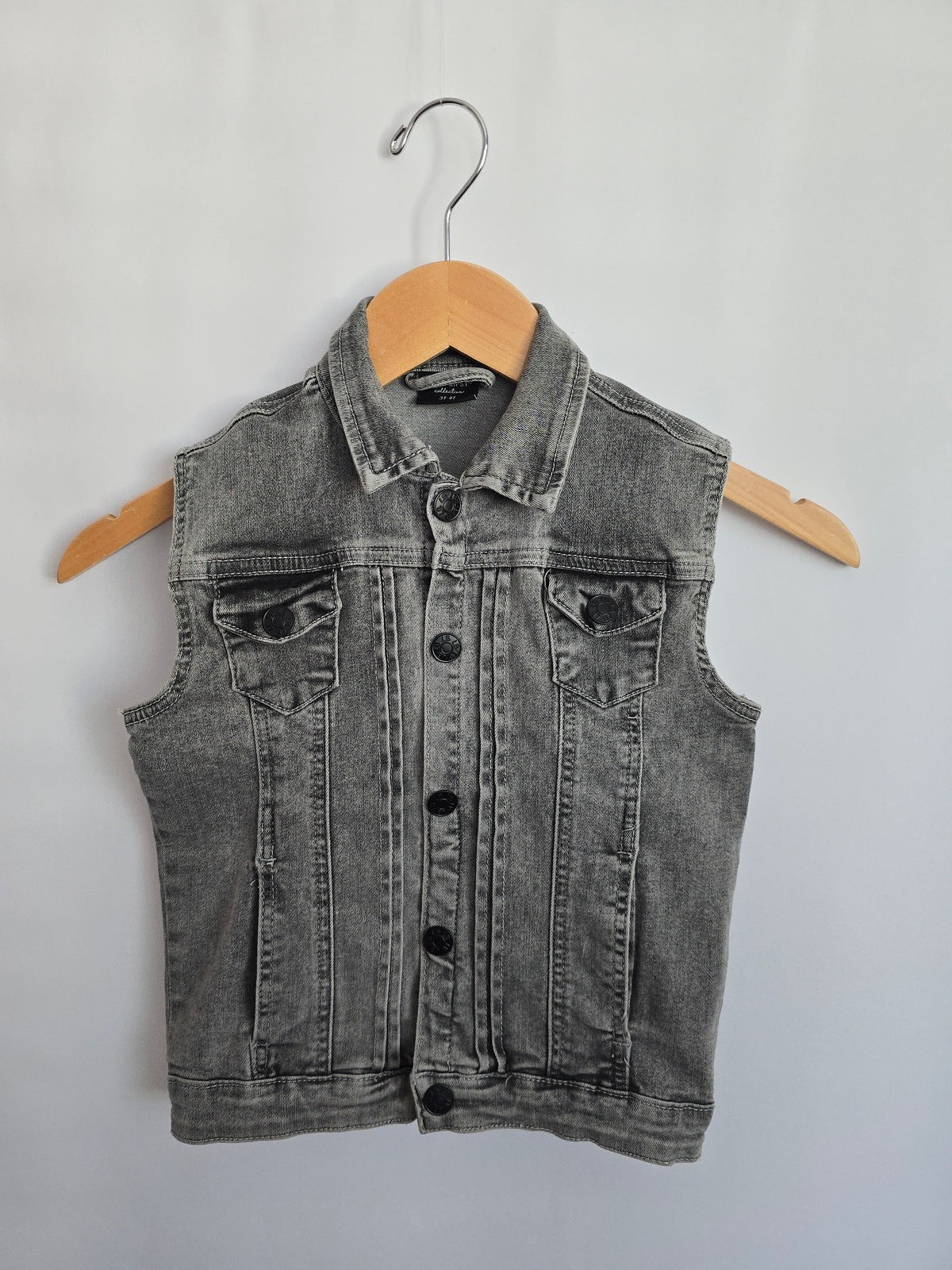 Little Bipsy Grey Wash Denim Vest *flaw* • 3-4 years