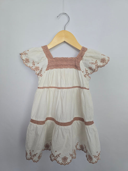 Zara Eyelet Trimmed Tiered Dress • 2 years