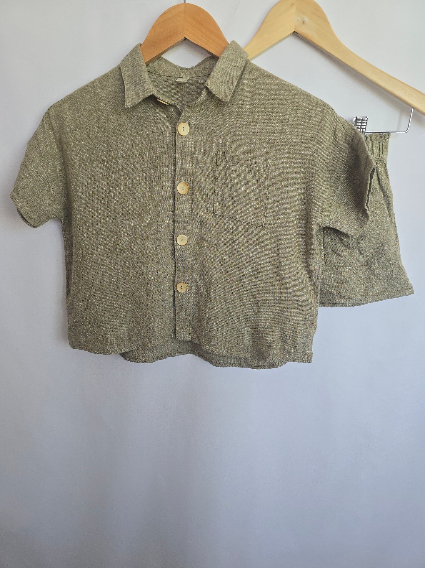 Rylee + Cru Olive Kelli Linen/Viscose Set • 8-9 years