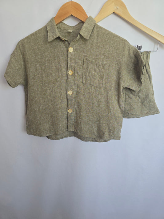 Rylee + Cru Olive Kelli Linen/Viscose Set • 8-9 years
