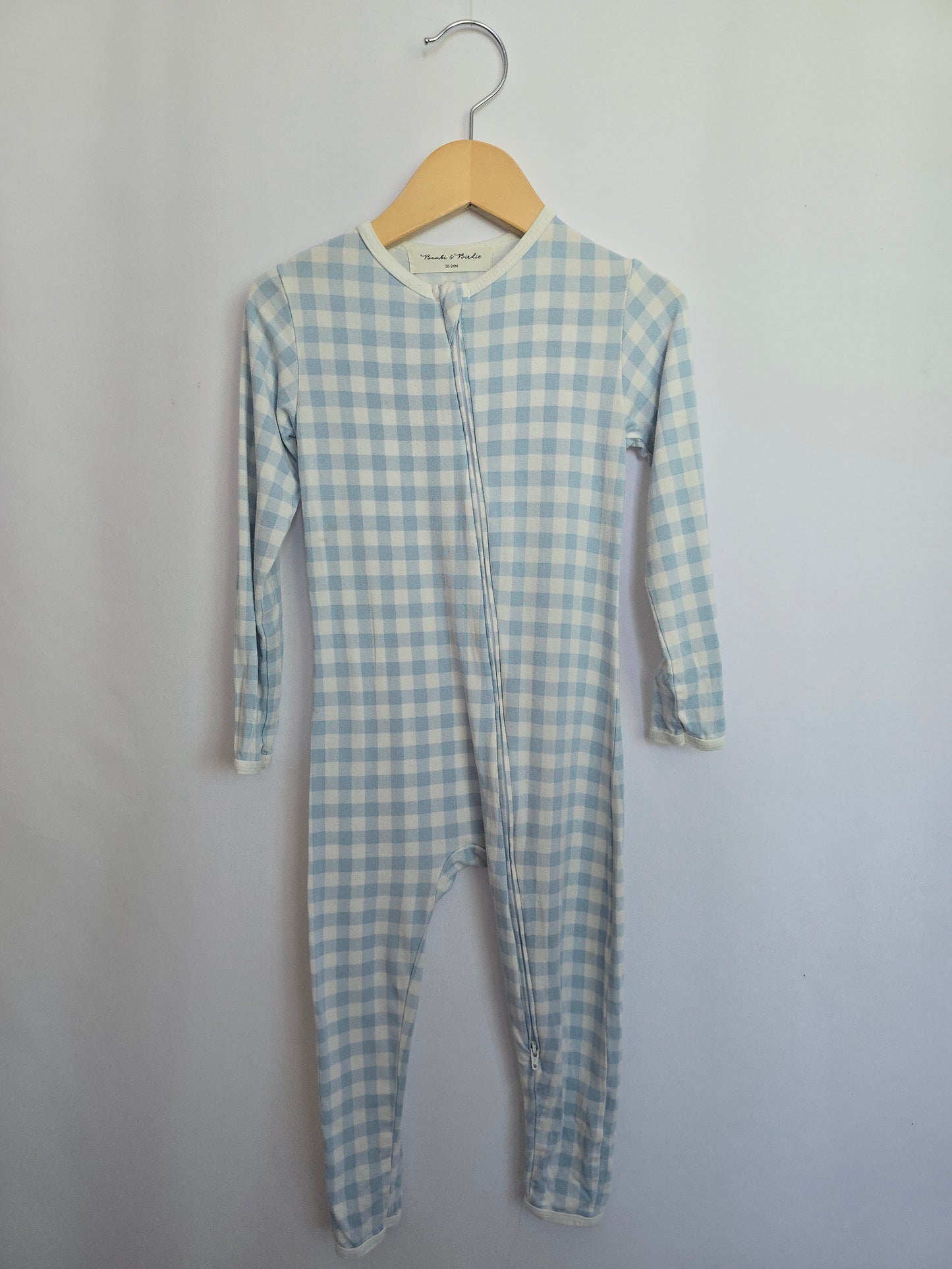 PLAY Bambi & Birdie Blue Checkered Zip Romper • 18-24 months