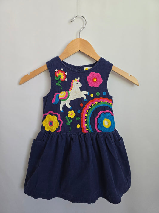 Mini Boden Cord Embroidered Dress • 3-4 years