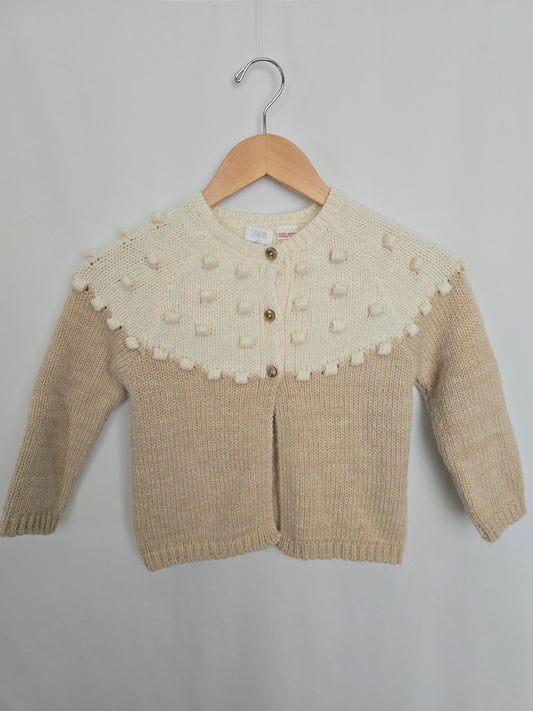 Zara Soft Two-Tone Chunky Knit Cardigan • 3-4 years