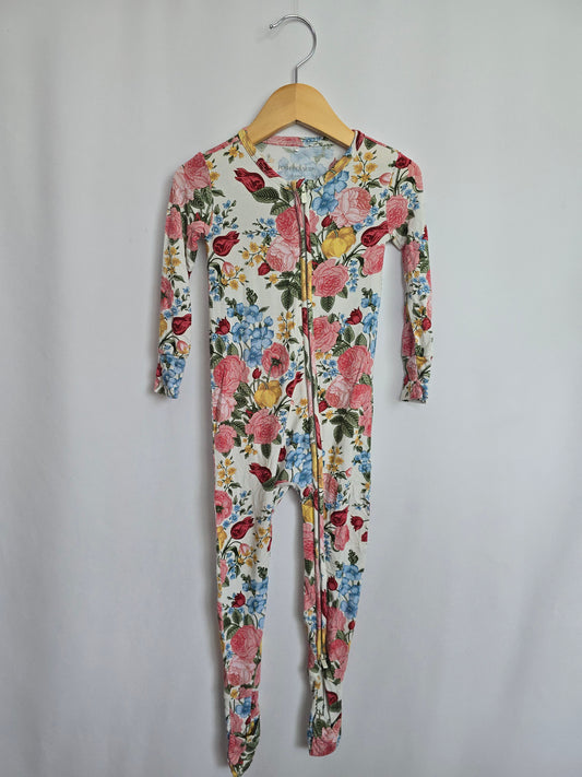 Posh Peanut Floral Zip Romper • 18-24 months