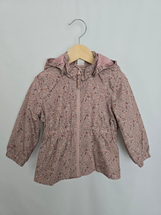 H&M Dusty Pink Floral Coat • 18-24 months