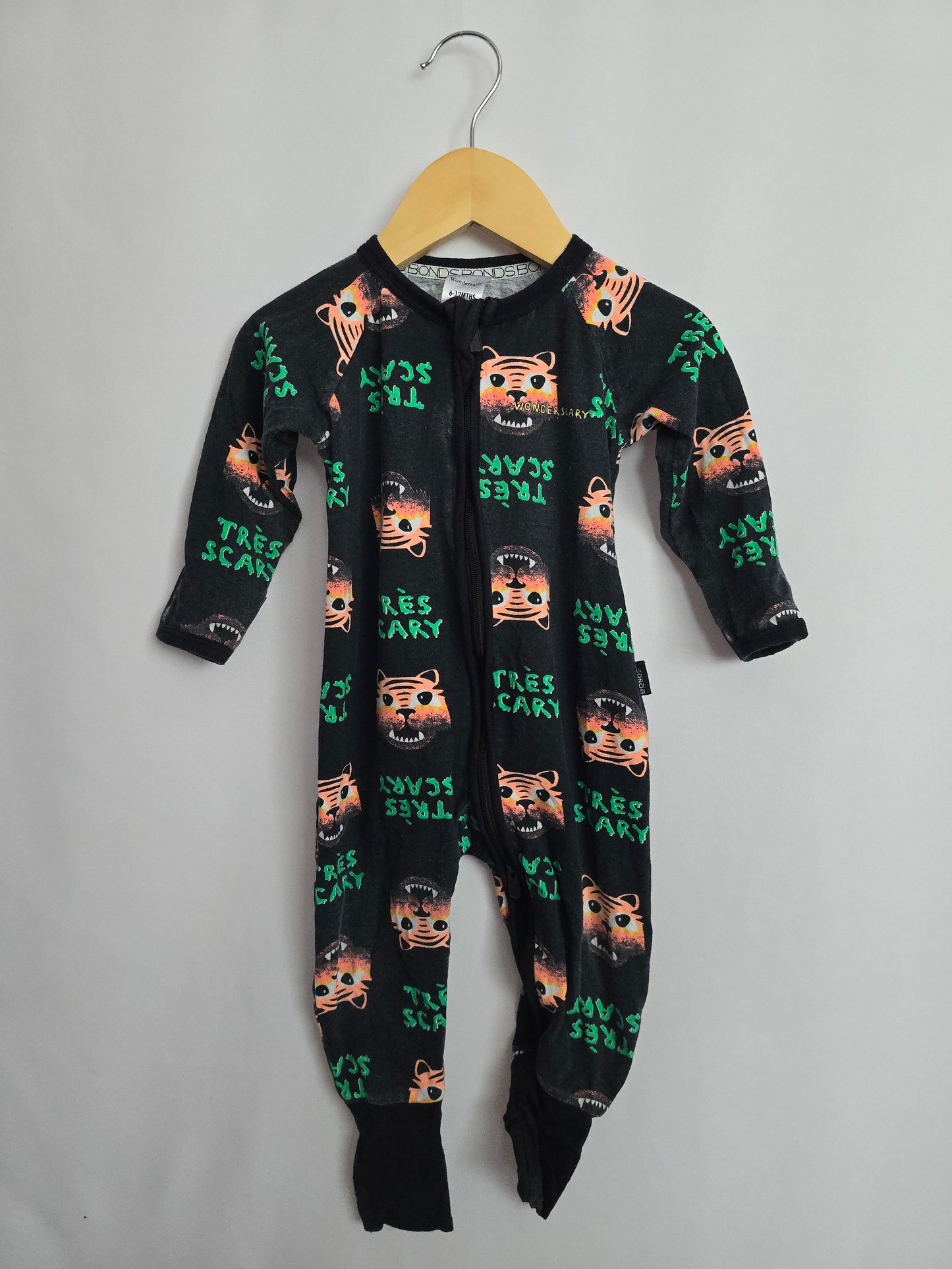 PLAY Bonds Wondersuit Black Tiger Tres Scary • 6-12 months
