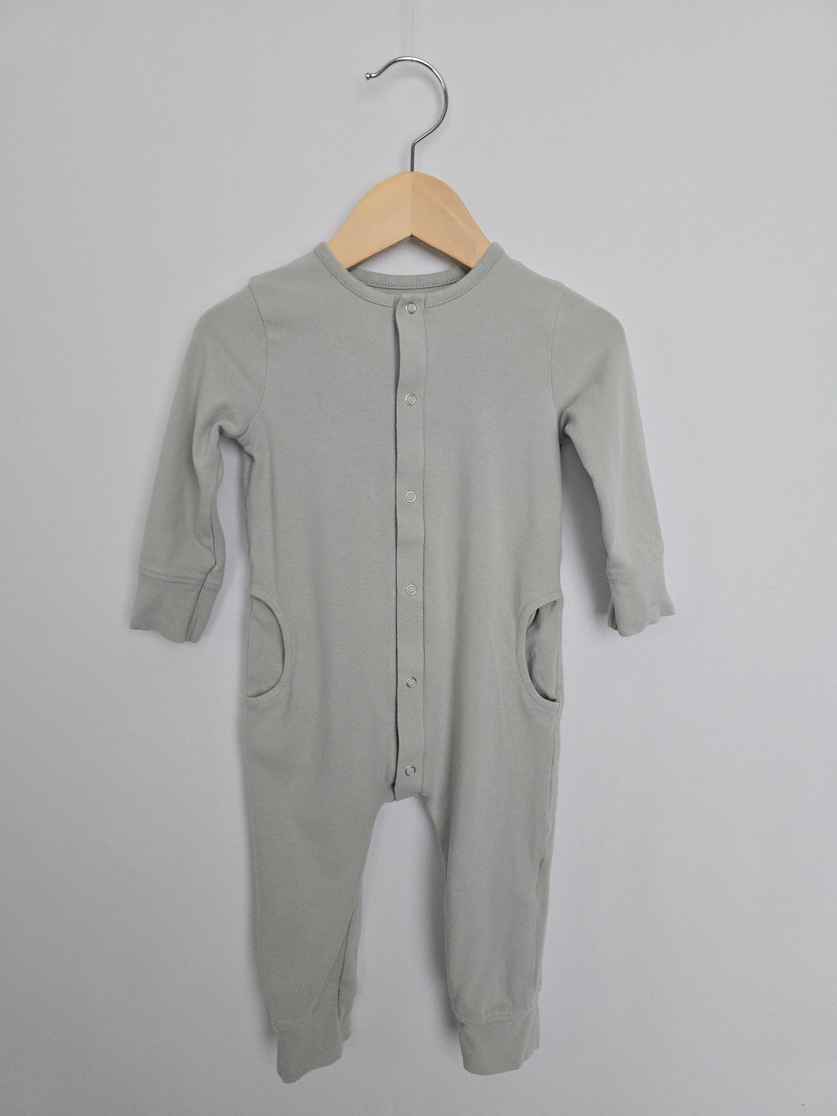 Pehr Powder Blue Organic Cotton Snap Romper • 6-12 months