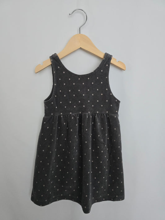 Zara Grey Ribbed Polkadot Dress • 4 years
