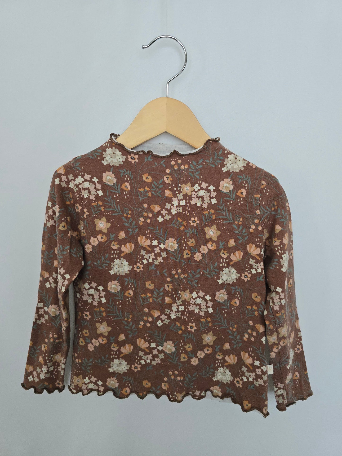 Jax & Lennon Autumn Floral Lettuce Hem Long Sleeve • 3-4 years