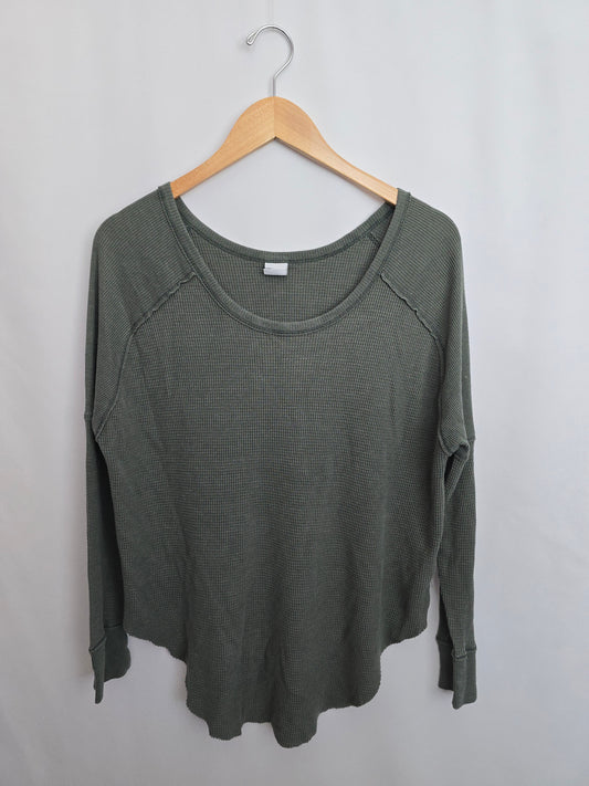 TNA Sage Waffle Long Sleeve Shirt • Medium