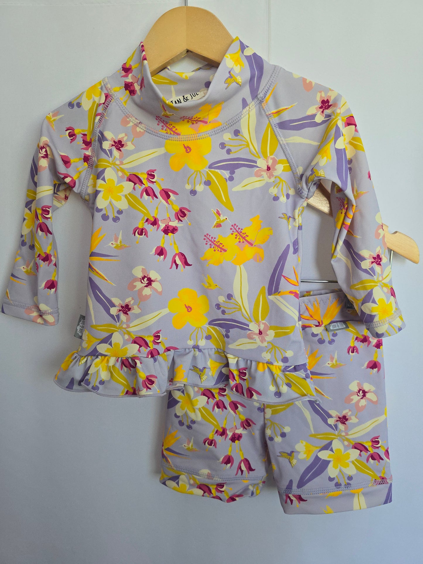 Jan & Jul Purple Floral Swim Suit • 12-18 months