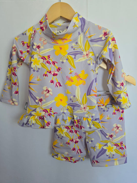 Jan & Jul Purple Floral Swim Suit • 12-18 months