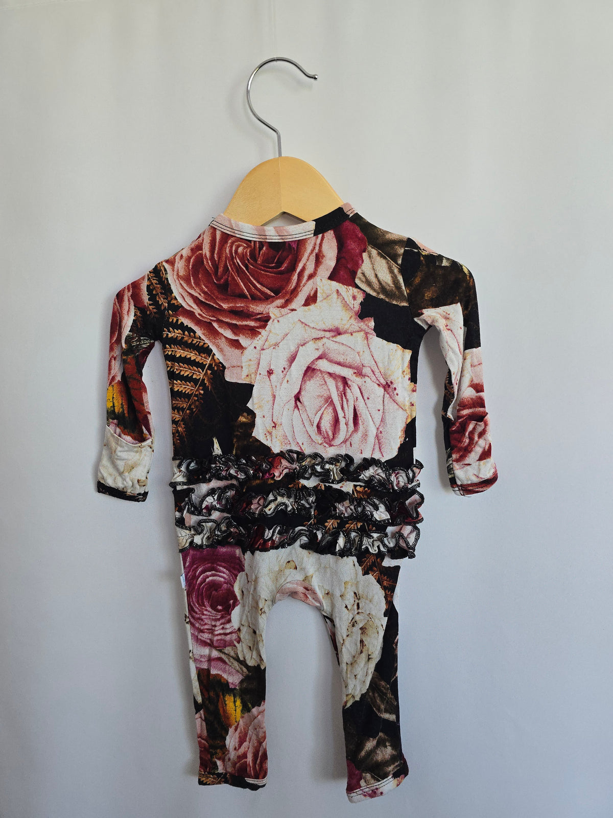 Posh Peanut Red Rose Ruffle Bum Romper • 0-3 months