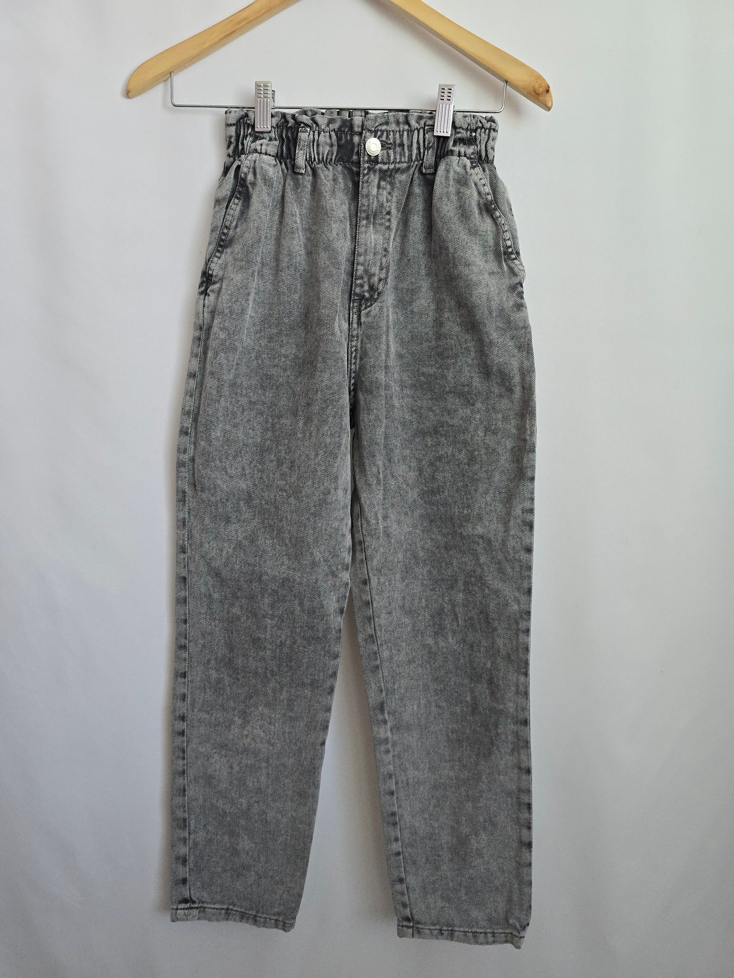 H&M Relaxed Fit Black Wash Denim • 11-12 years