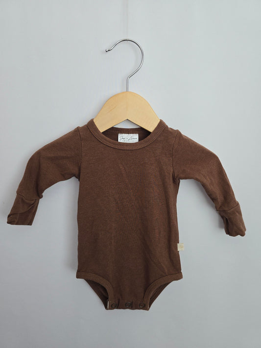 Jax & Lennon Cocoa Long Sleeve Bodysuit • 0-6 months