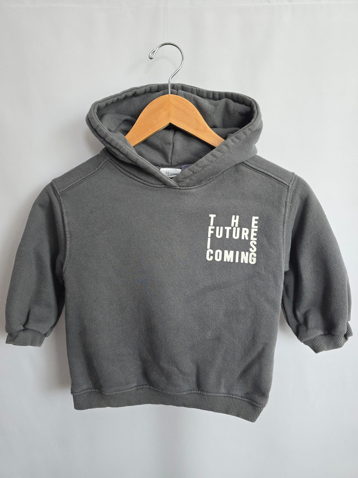 Zara The Future Is Coming Grey Hoodie • 4-5 years