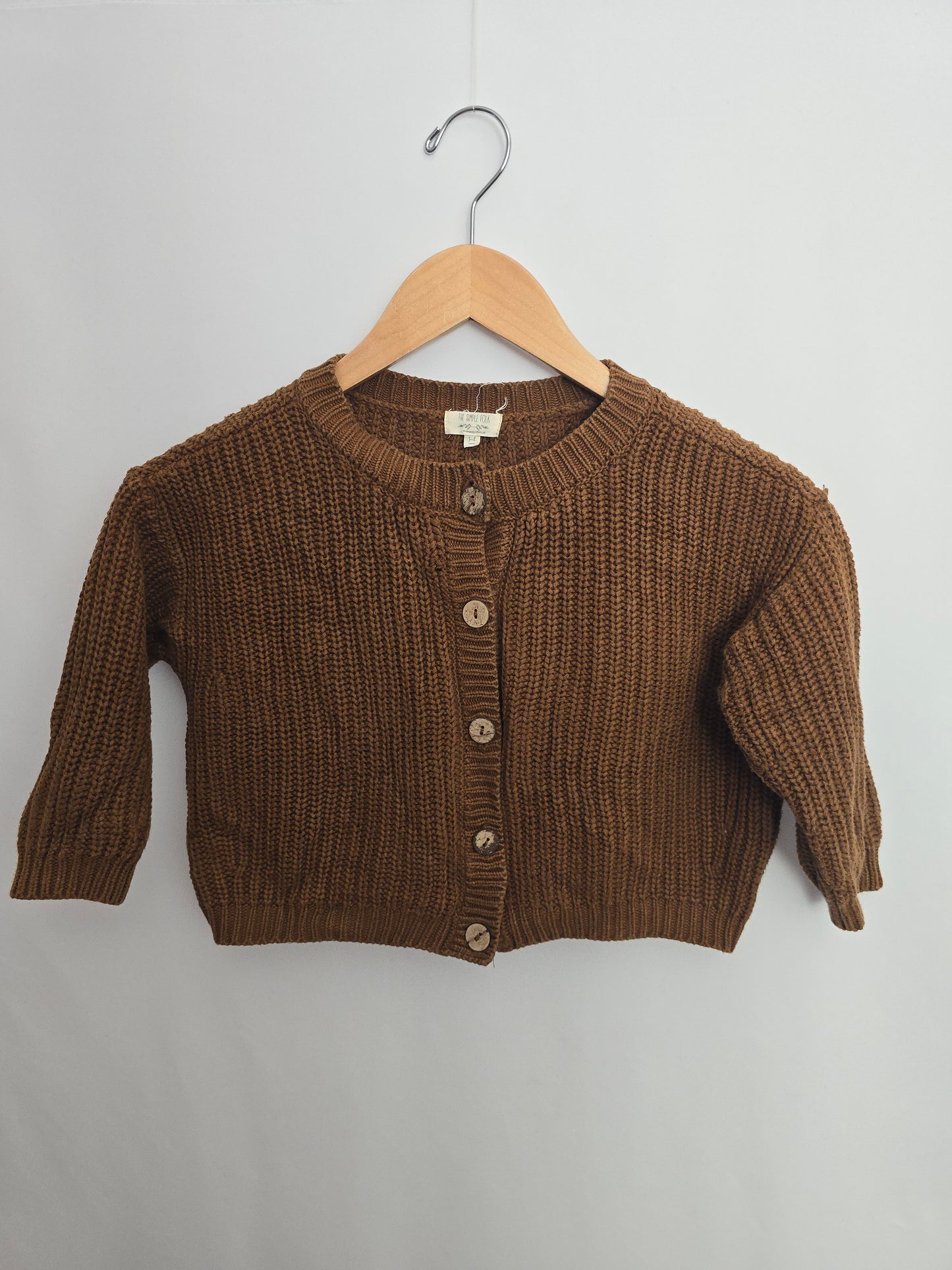 The Simple Folk Chestnut Chunky Knit Cardigan • 3-4 years