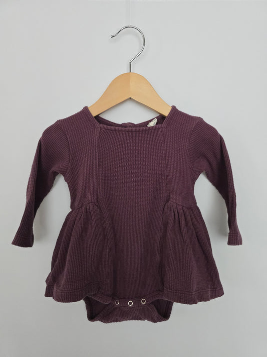 Kate Quinn Plum Waffle Skirted Bodysuit • 6-12 months