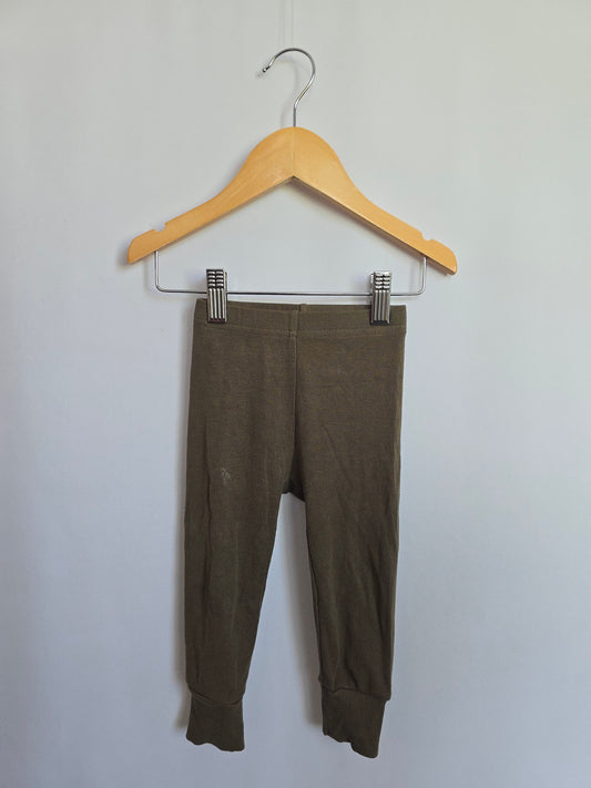 PLAY Little Bipsy Ribbed Joggers Olive • 12-18 months