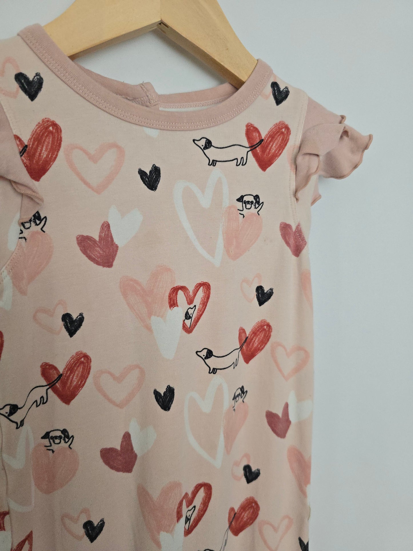 PLAY Loulou Lollipop Love Puppies Ruffle Romper & Matching Headband • 12-18 months