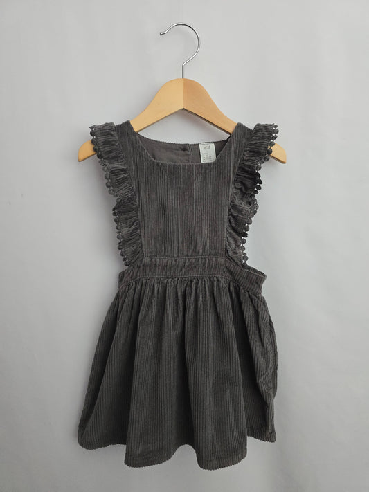 H&M Dark Grey Cord Jumper Dress • 18-24 months