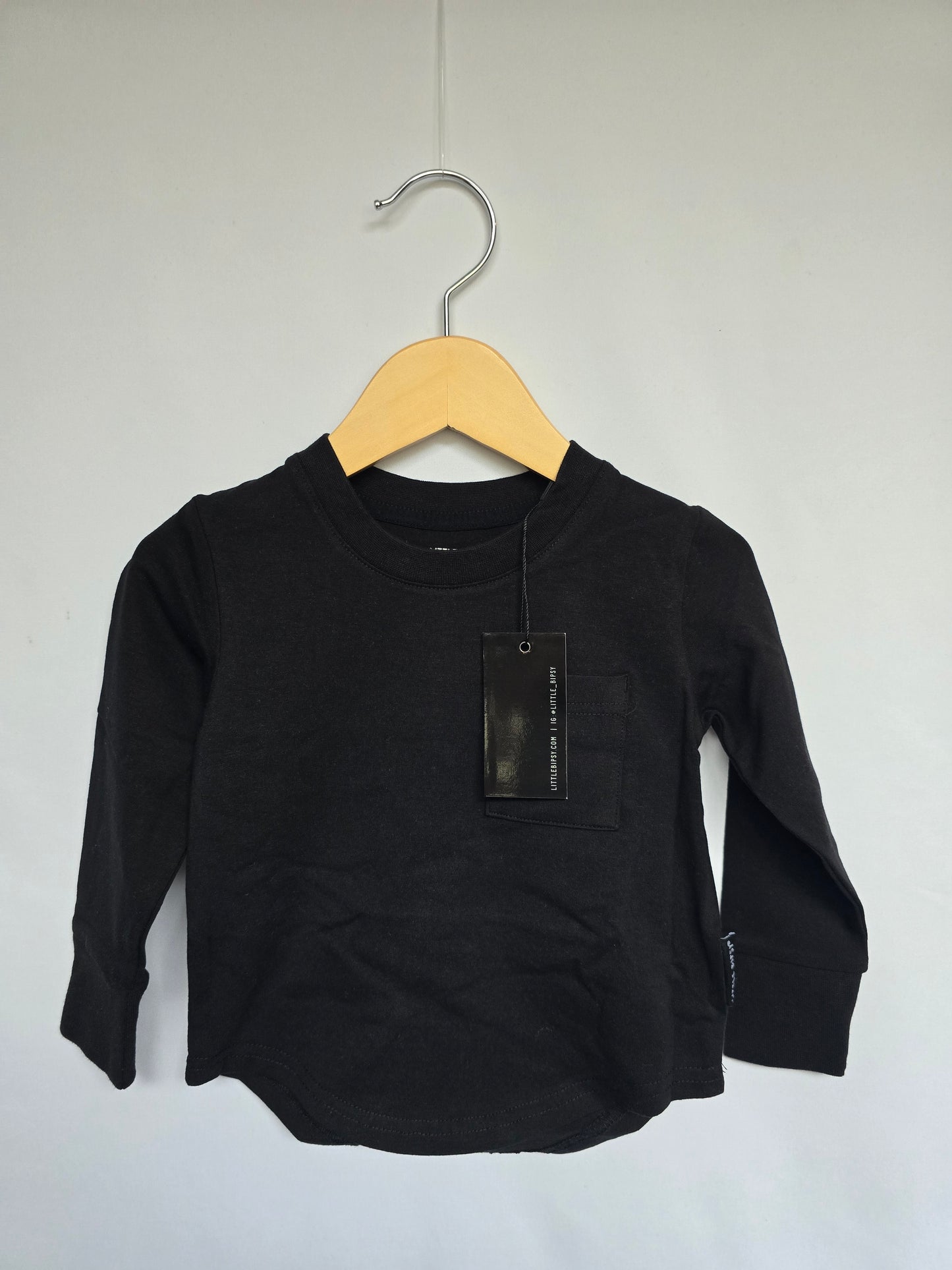 NEW Little Bipsy Black Raglan Shirt • 12-18 months
